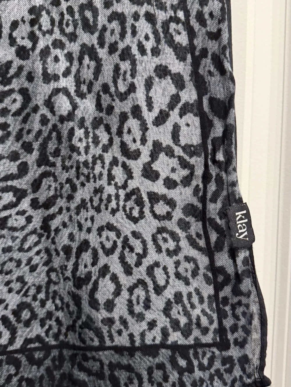 Klay Black Leopard Modal Hijab – Grey Animal Print Scarf